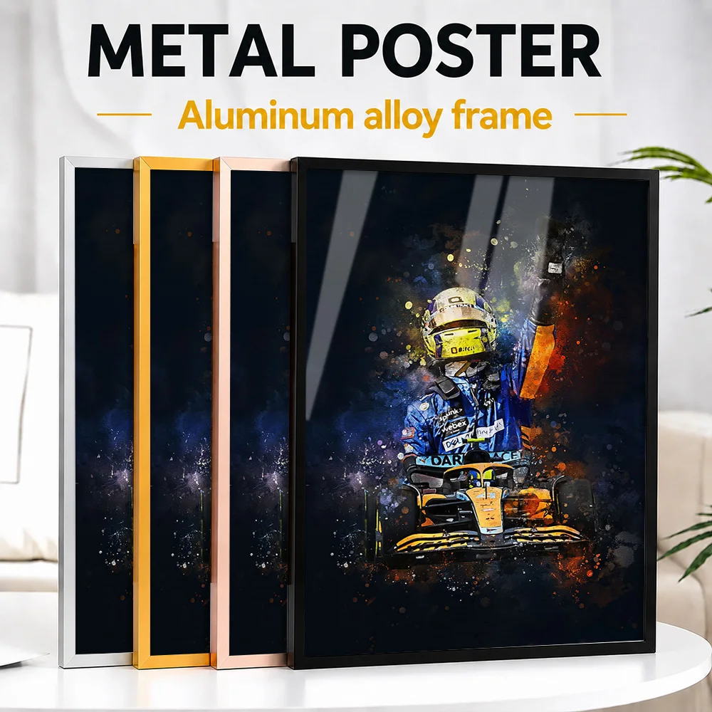 Formula Racing Norris Framed Aluminum Metal Poster Customized Photo Dynamic Track Style Wall Art For Garage Unique Driver Gift