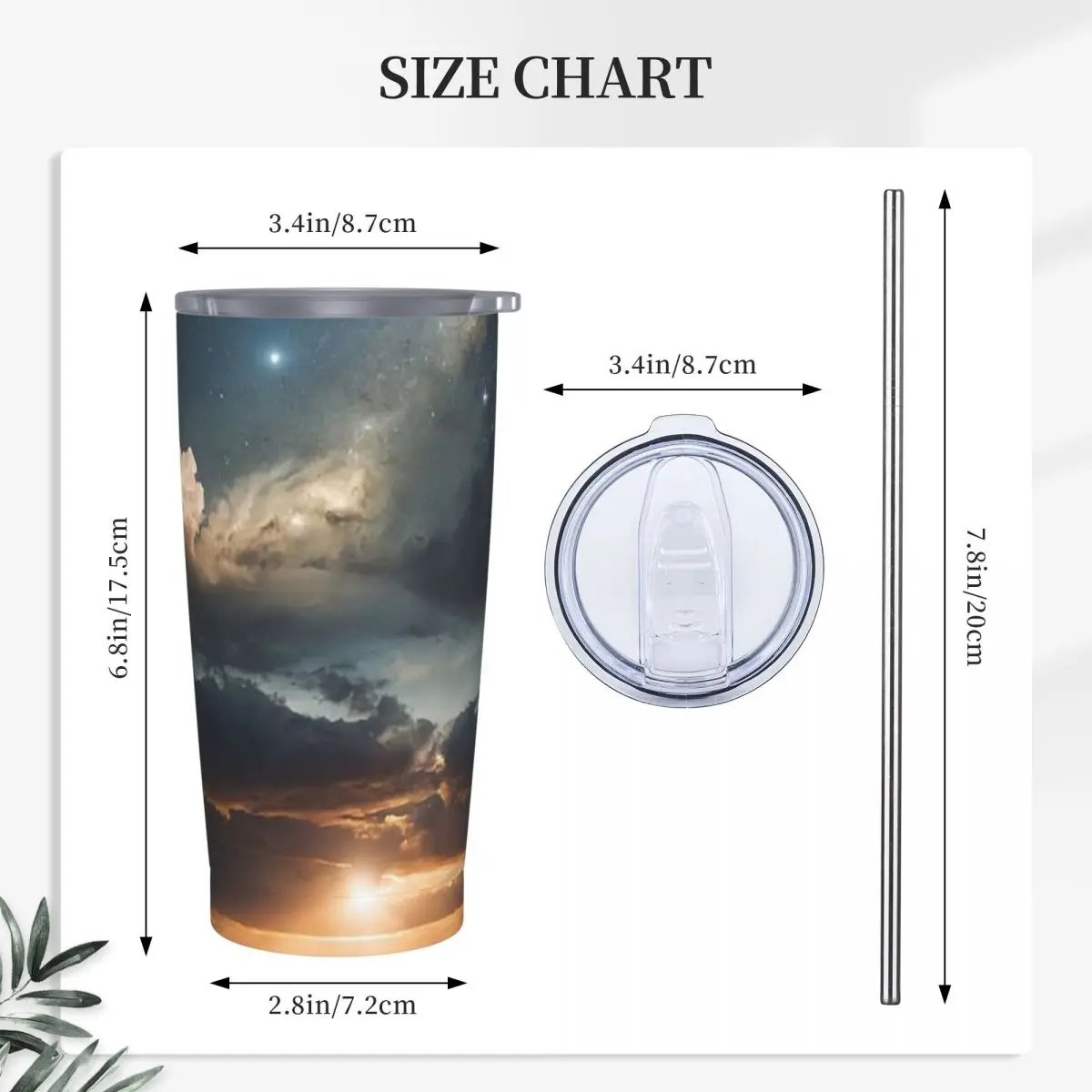 Starlit Sky Milky Way Starry Stainless Steel Tumbler Vacuum Insulated Mug Thermal Cold Bottle Straws With Lid 20oz