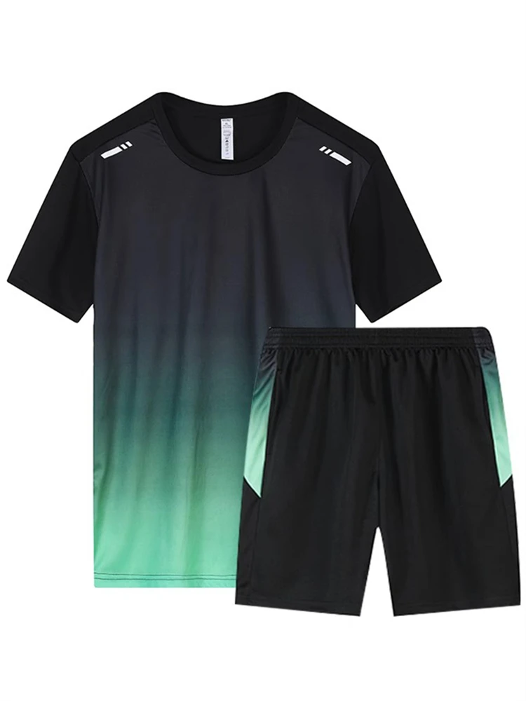 

Элитный быстросохнущий спортивный комплект для мужчин, новинка 2026 года, летний, для бега, фитнеса, баскетбола, бадминтона, комплект из двух предметов, молодежный, с коротким рукавом