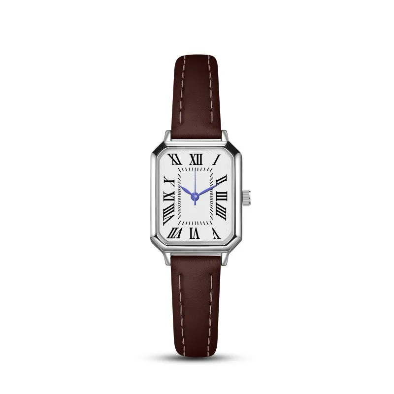 2024 New Foreign Trade Casual Fashion Fresh Art Silver Case Square Strap Roman Women\'s Quartz Watch in Stock