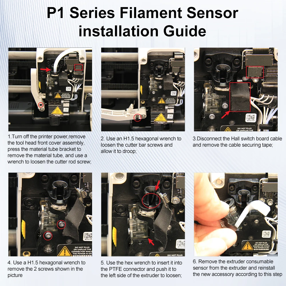 Für Bambu Lab A1 X1 P1 Serie Hall-Schalterplatine Komponente Extruder Filamentsensor Baugruppe für Bambulab X1/P1 3D-Druckerteile – Detail 9