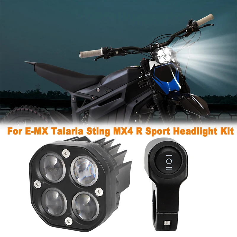 

For E-MX Talaria Mx4 Sting R Sport Headlight Kit Switch High Low Beam With Optical Lens Aluminium Alloy Plug&Play ON/OFF Switch