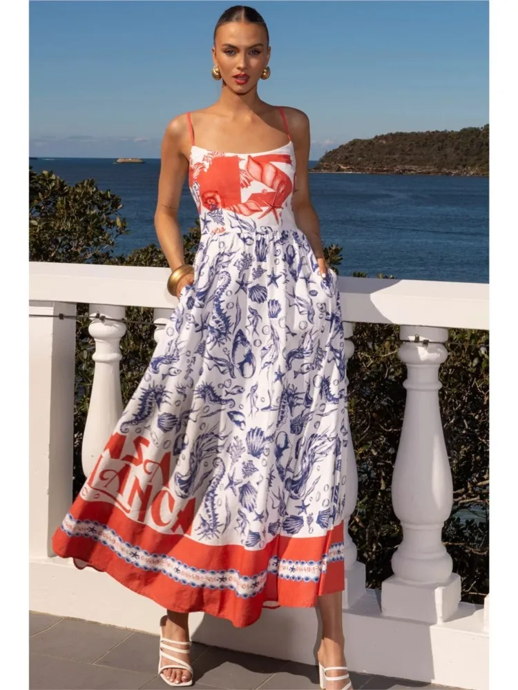 Sommer-Vertuschungen für Damen, Badeanzug, Spaghettiträger, Bademäntel, Badeanzug, 2026, neuer Blumendruck, Strandurlaub, Maxikleider, Vertuschung