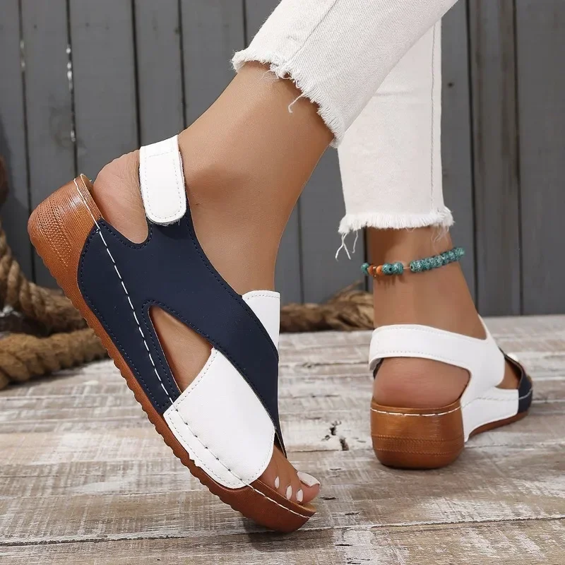 Female Shoes on Sale 2024 Brand Summer Women\'s Sandals Open Toe Mixed Colors Platform Water Proof 43 Large Size Shoes Female