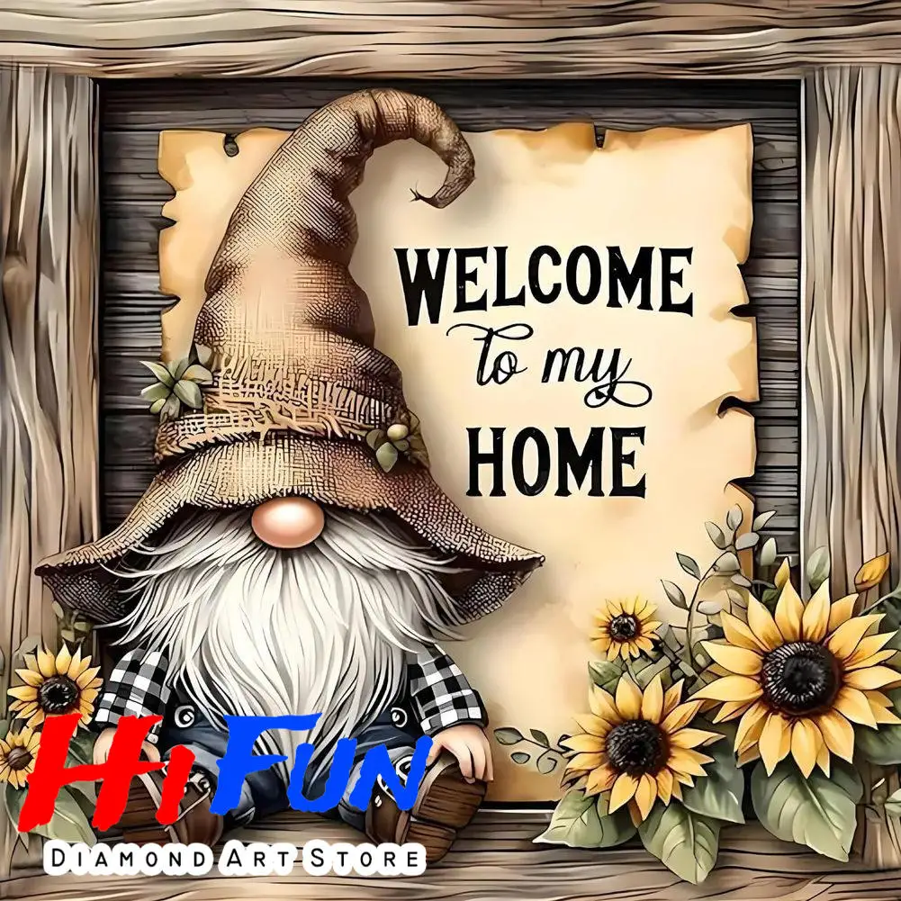 

Diamond Art Painting Welcome To Our Home Gnome Full Drills Mosaic Cross Stitch Diy Handcraft New Home Gift Gnome Lover Gift