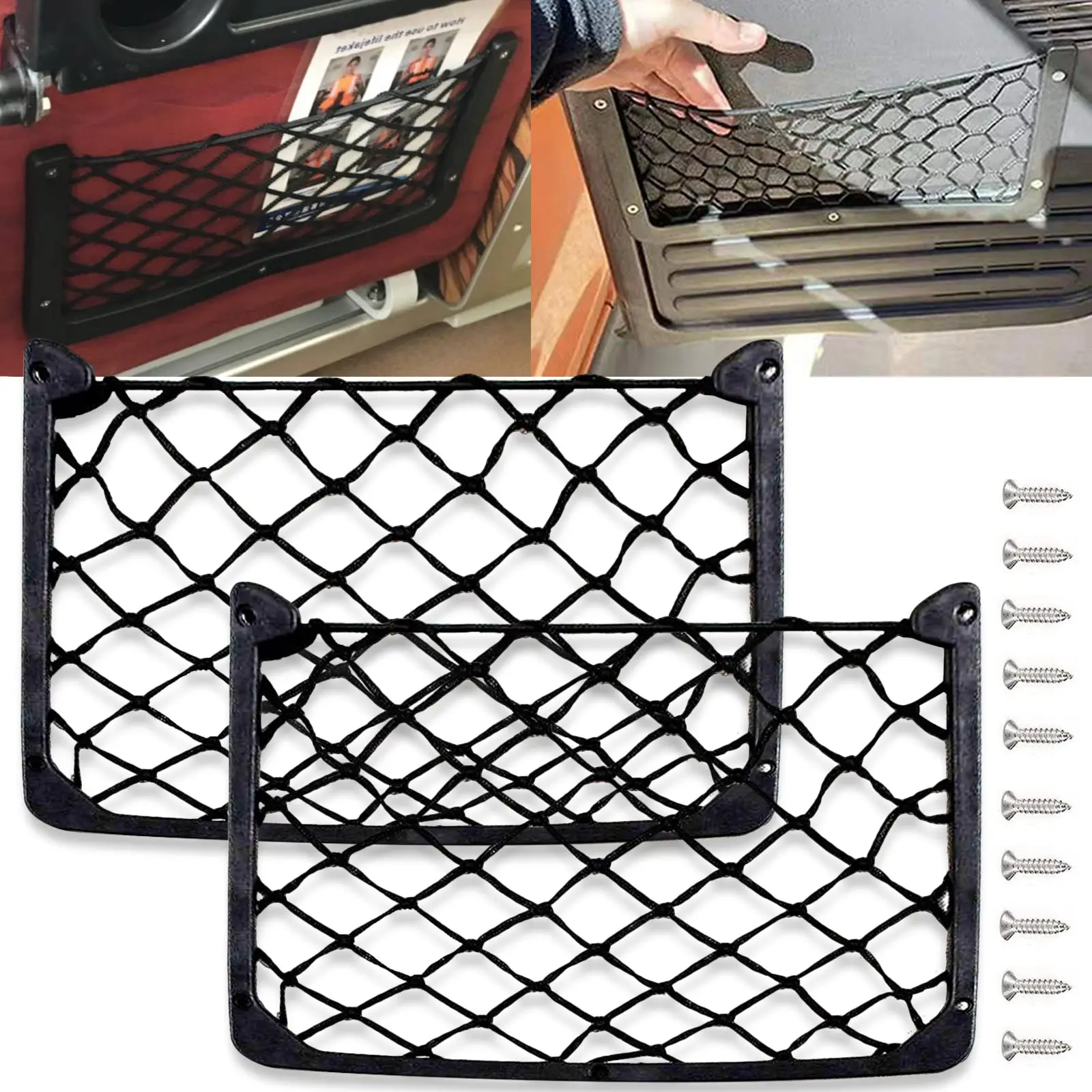 Framed Stretch Mesh Net Pocket Car Auto RV Trunk Motorhome Home Cargo Organization Storage For VW T5 T6 Fiat Ducato Ford Transit