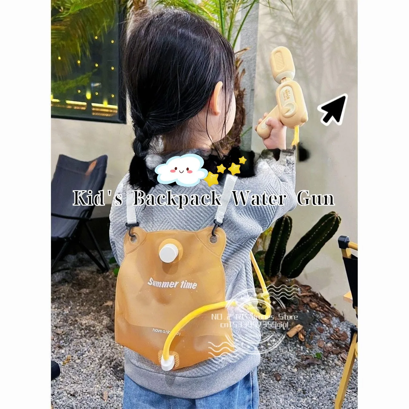 

Children's Backpack Water Gun with Soft Pack Water Bag Toy Pull-out Splashing Water Machine Kids Toys for Boys Girls Birth Gifts