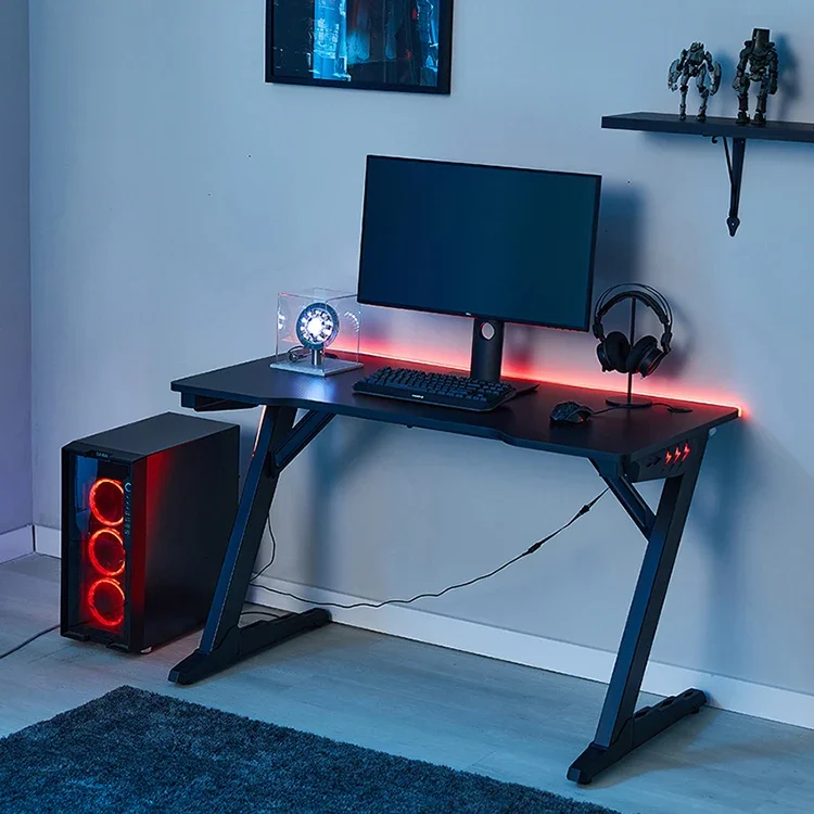 2023 New Arrival Office Black Pc Laptop Desk Gaming Computer Table Needs Rgb Gaming Desk for PC