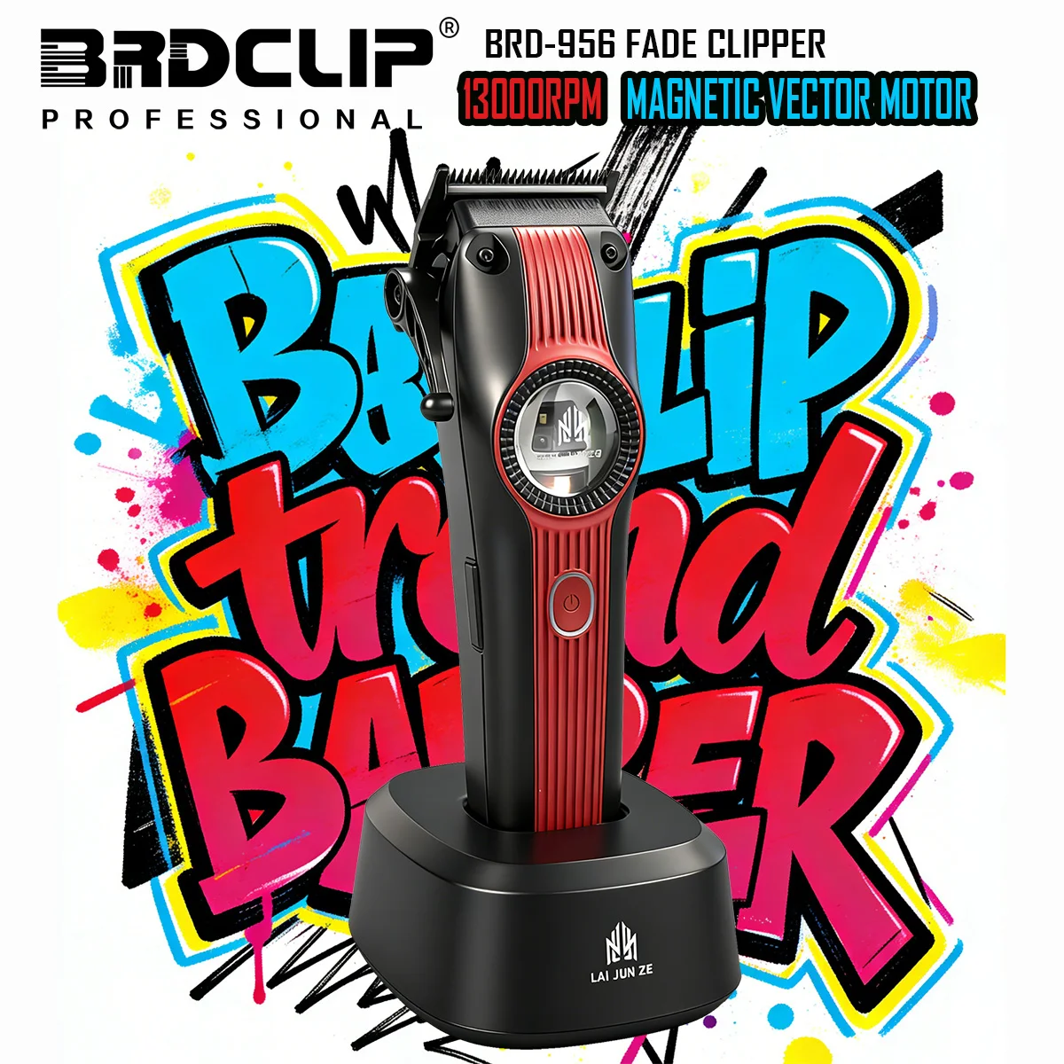 

Профессиональная машинка для стрижки волос BRDCLIP 956 с магнитным векторным двигателем 13000 об/мин, металлический корпус, лезвие для фейд-стрижки, триммер для мужчин, зарядное устройство