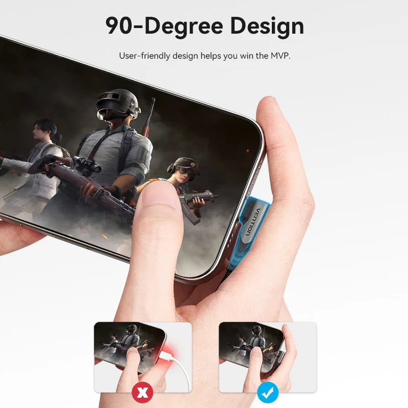 Кабель Vention USB Type-C, 90 градусов, 3 А, 60 Вт