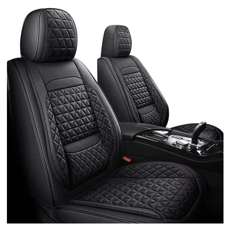 

Wellfit Luxry Full Set Breathable Leather Car Seat Covers Designer Black Red Custm Logo Accessory Universal US Model