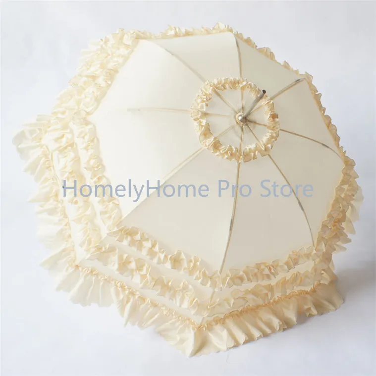 Vintage Multi-layer Lace Princess Long Umbrella Sweet Lolita Palace Handmade Parasol UV Protection Rain Sun Dual Use Umbrella
