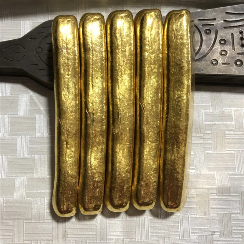 Antique Antique Collection Copper Handicraft Antique Gold Ingots Five Emperors Gold Bars Gold Ingots a Set of Five Pieces Copper