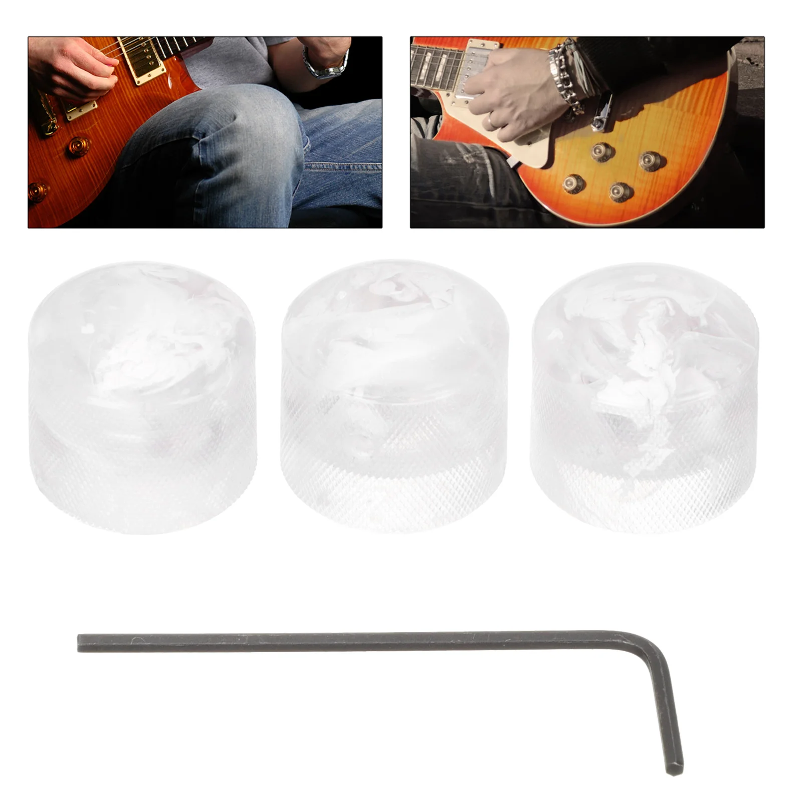 

1 set 1 Set Electric Guitar Tone Control Knobs Replacement Plastic Rotary Wrench Included Durable Audio Bass Volume Knob Guitar