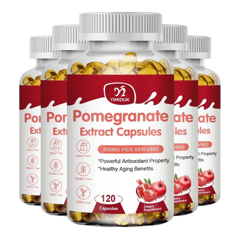 

Pomegranate Extract Capsules, Antioxidant Support, Immune System Health, Supports Cardiovascular Health, 120 Capsules - Non-GMO