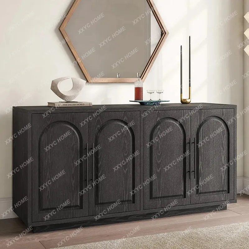 LD retro dining side cabinet living room small apartment solid wood homestay entrance arch cabinet