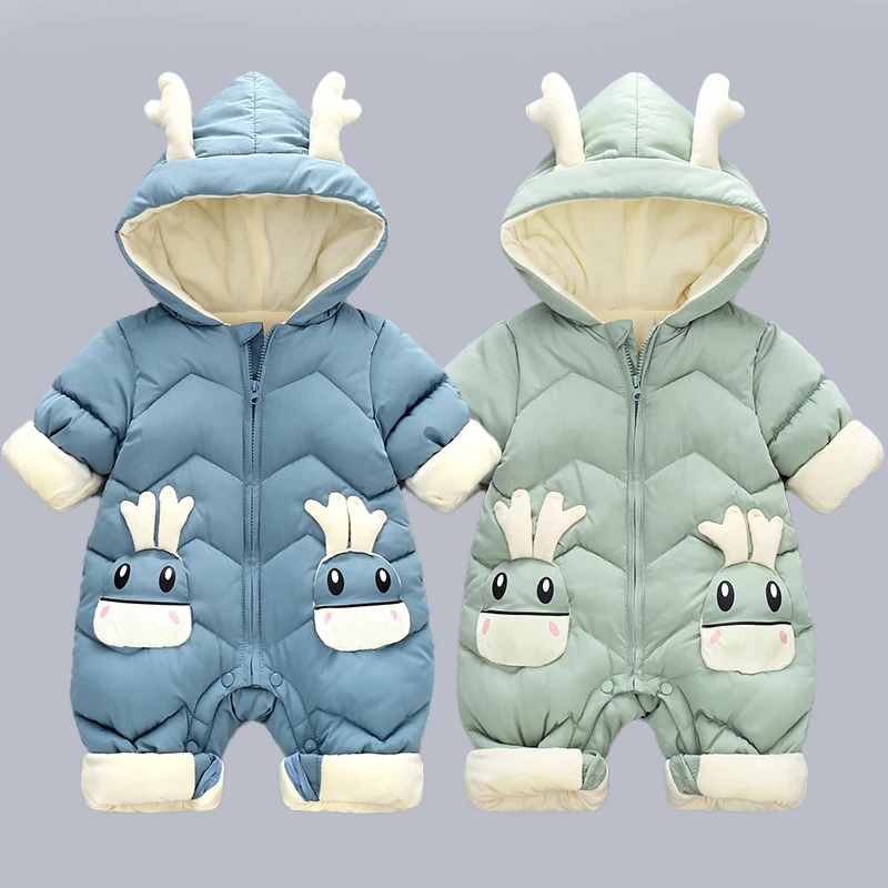 1-3Y Infant Thick Velvet Rompers Clothing Winter Autumn Padded Warm Onesie Baby Girl Boy Jumpsuit Kids Overalls Newborn Down One