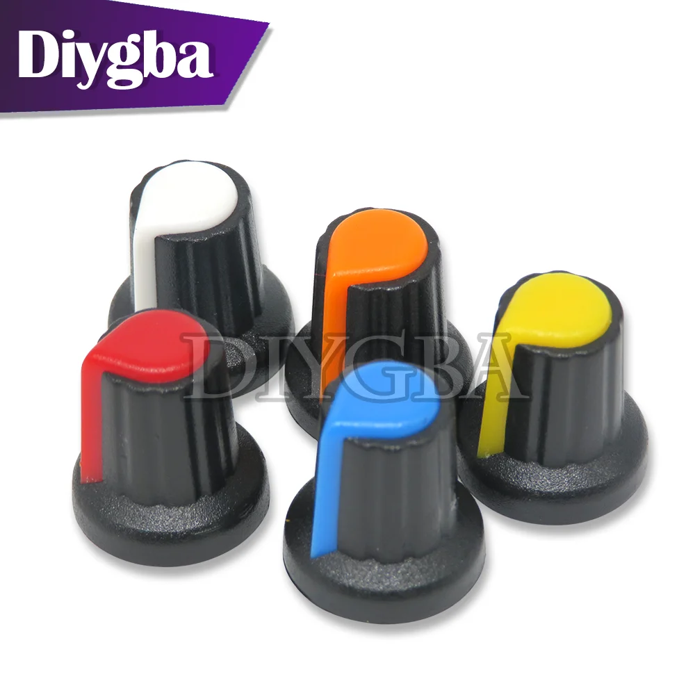 10PCS/LOT WH148 Potentiometer Switch knob Cap Plastic Knob Plum Handle 15X17mm AG2 Handle 6mm Black Red Yellow Orange White