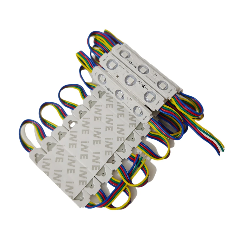 20pcs SMD 5050 RGB 3 LED Injection Module DC12V With Lens Waterproof IP67 1.5W RGB Color LED Sign Shop Sanner Channel Letters