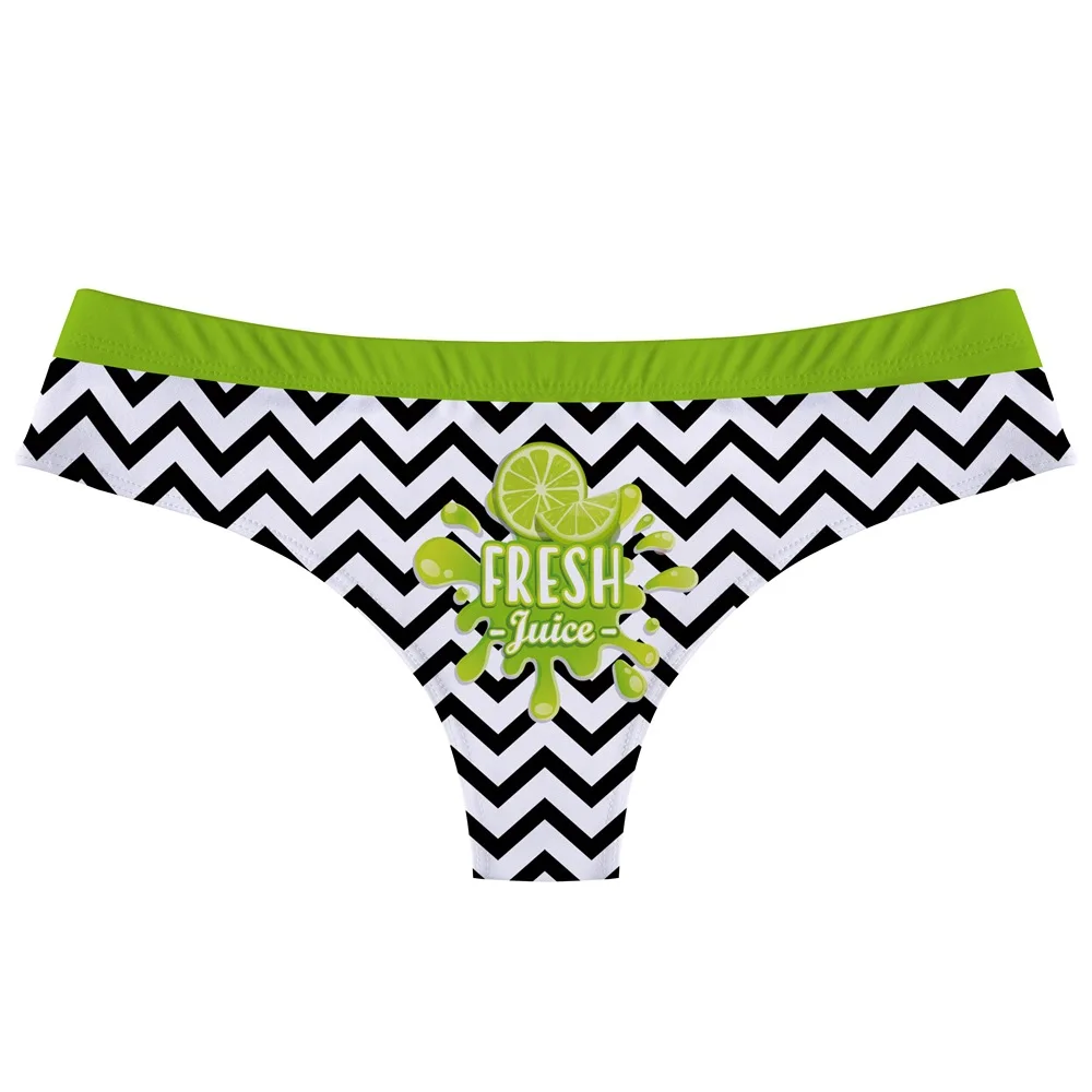 Damen Wave Color Block T-Pants Lemon Watermelon Print G-String mit elastischem Gürtel T-Back Nahtloser Tanga Unterwäsche