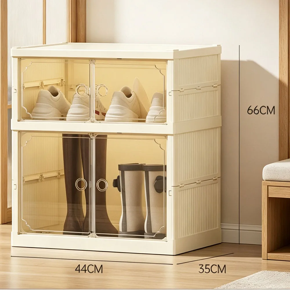 Multi-layer Foldable Shoe Box Dustproof Thickened Plastic Sneaker Shoe Storage Box Stackable Cabinet Transparent Organizers Rack