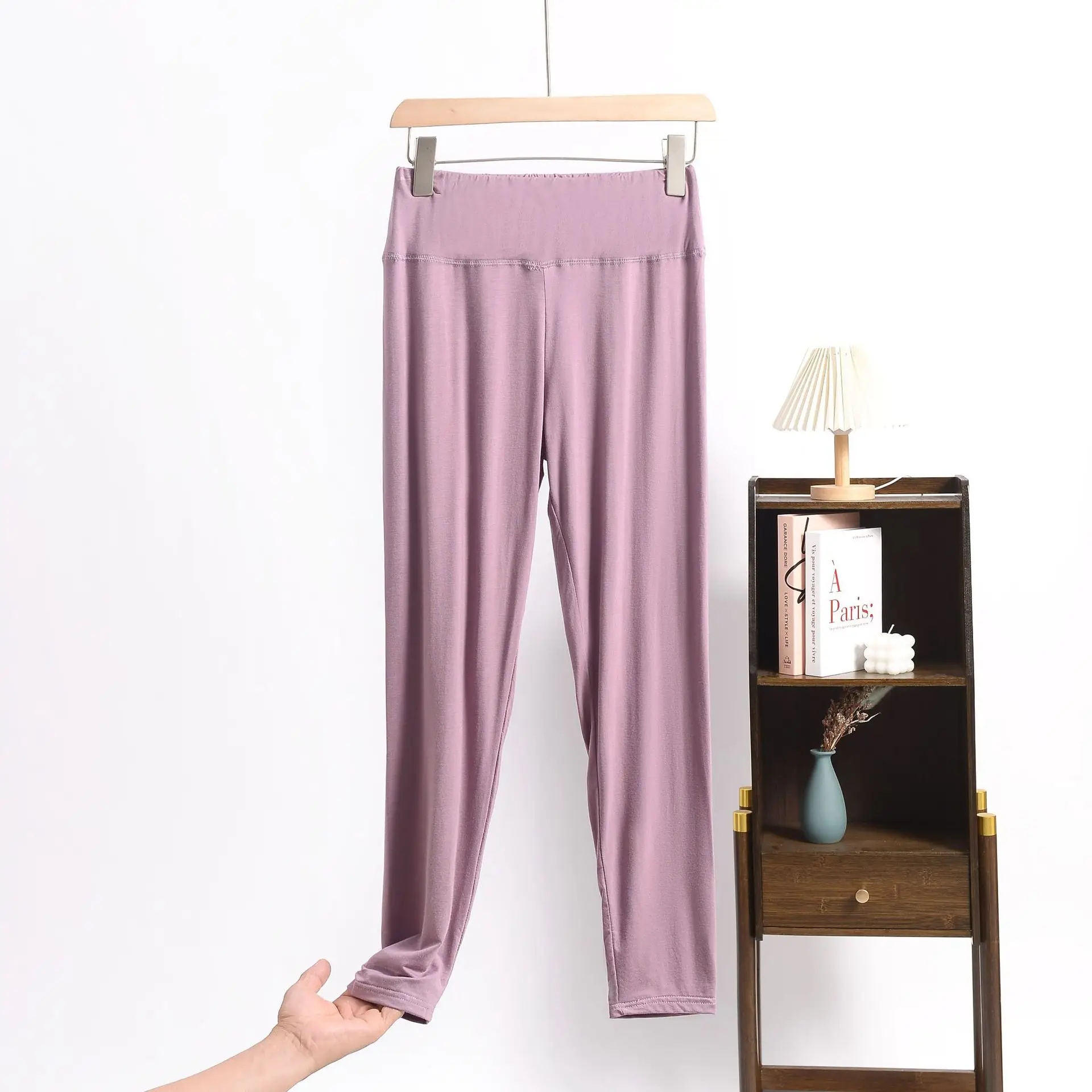 PLUS ขนาดฤดูร้อน Modal กางเกงขายาวเอวสูง Tummy Control Shaping Capris ยืดกว้างข้อเท้า-ความยาวกางเกงกีฬาโยคะ