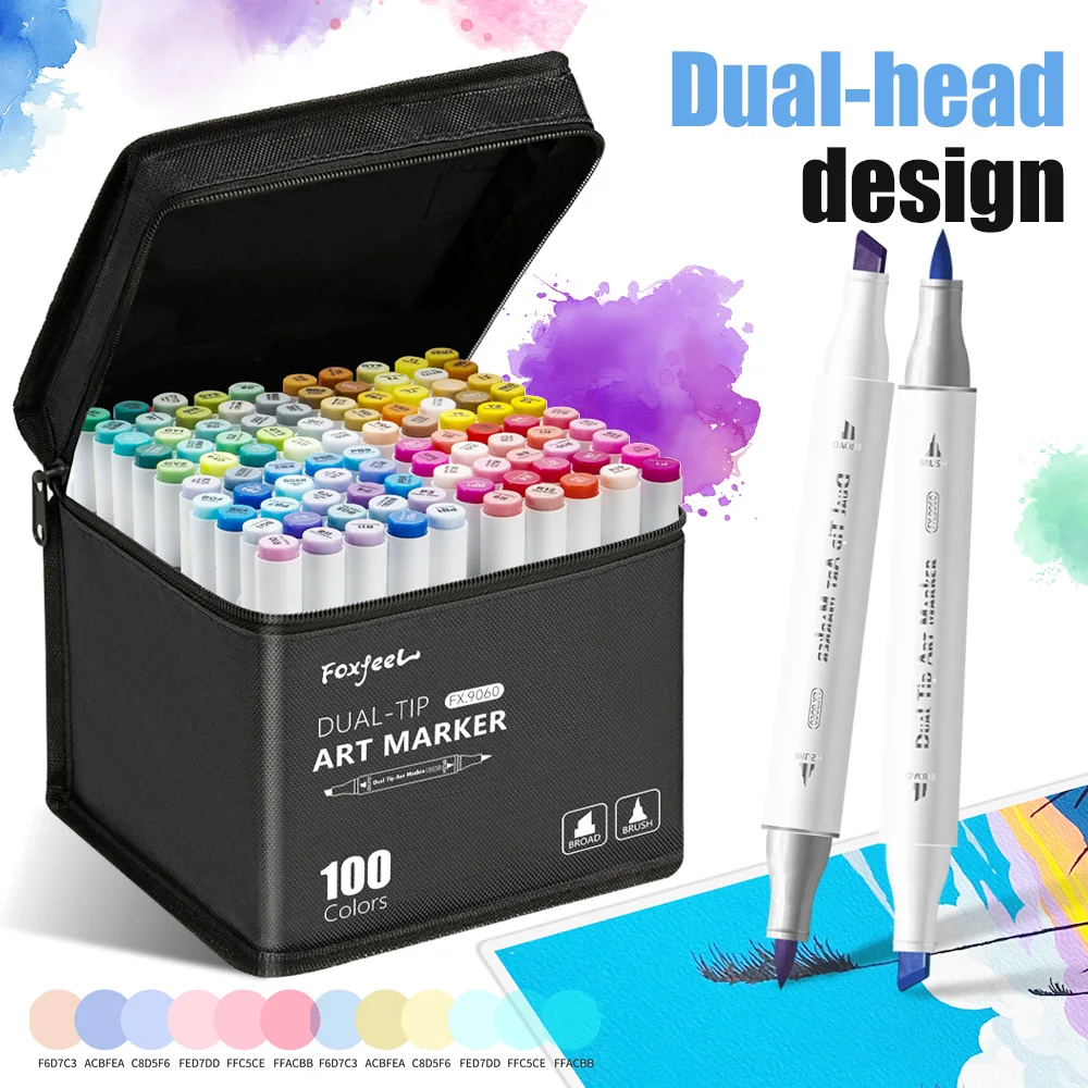 48-216 لون علامات فنية فرشاة طرف مزدوج وإزميل أنظمة ألوان كبيرة لرسم علامات رسم فنية دائمة اللوازم المدرسية #1