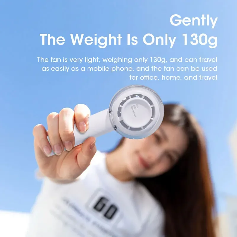 

Портативный ручной вентилятор USB перезаряжаемый мини 3-скоростной бесшумный для путешествий и офиса на открытом воздухе