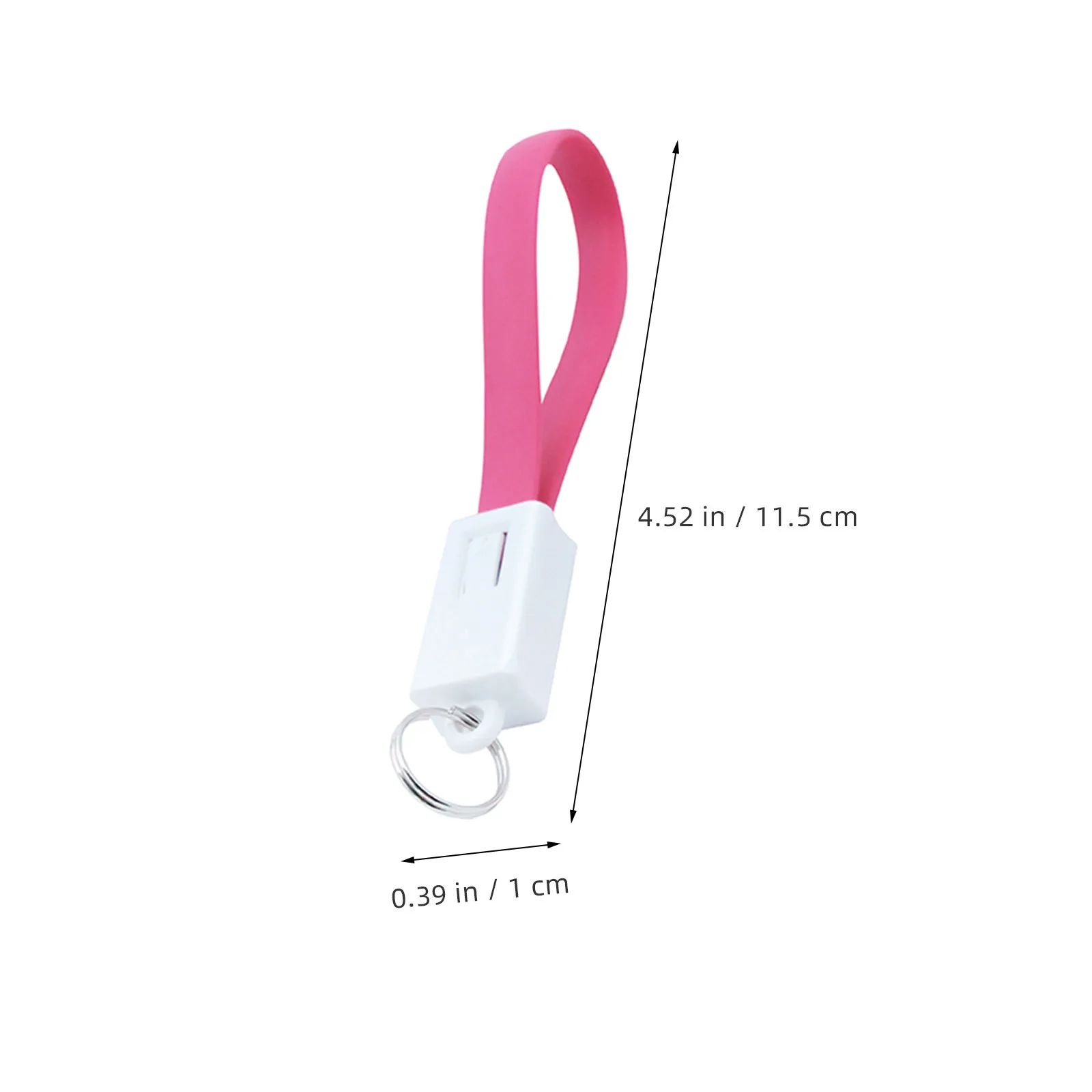 USB Charging Cable Keychain Portable Data Sync Cord Key Ring for Smartphones MP3 MP4 Travel Rose Red