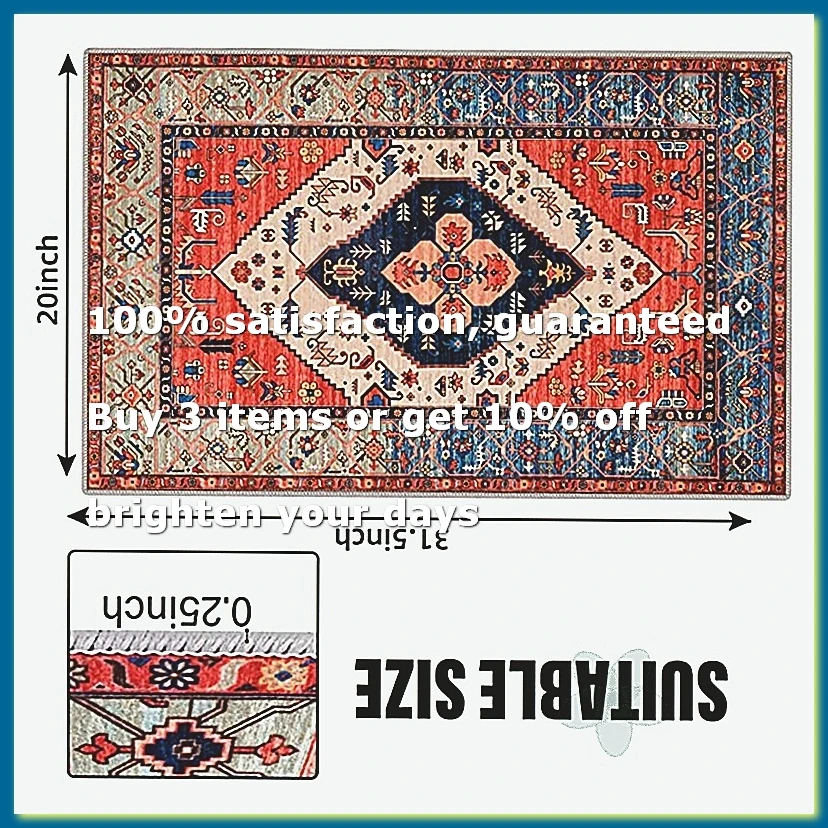Indoor Door Mat Retro Indoor Floor Mat, Non Slip Front Door Rug Soft Quick Absorbent Entrance Doormats, Dust Dirt Resist