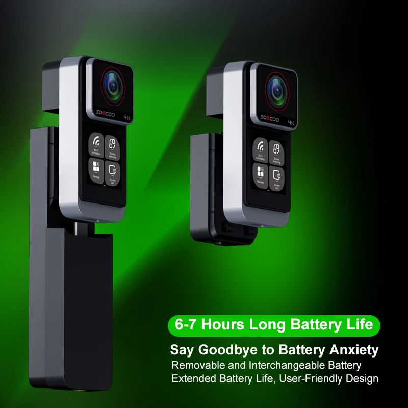 

SAW1 Pro Action Camera 1.3 Inch IPS Full Touch HD Display Camera Removable Lithium Battery Anti-Shake Continuous Shooting Camera
