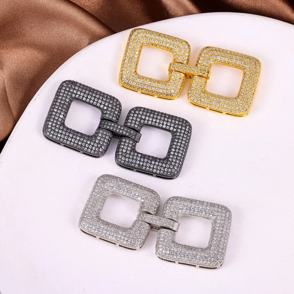 Juya DIY Cubic Zirconia Hollow Heart Pattern Connector Pendant Accessories For Women Pearls Tassels Needlework Jewelry Making