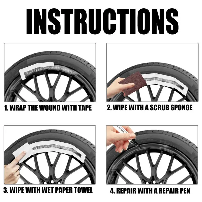 Car Wheel Rim Scratch Repair Kit Universal Markers & Fillers Rims Quick And Easy To Use Auto Paint Accessories Rim Repair Kit