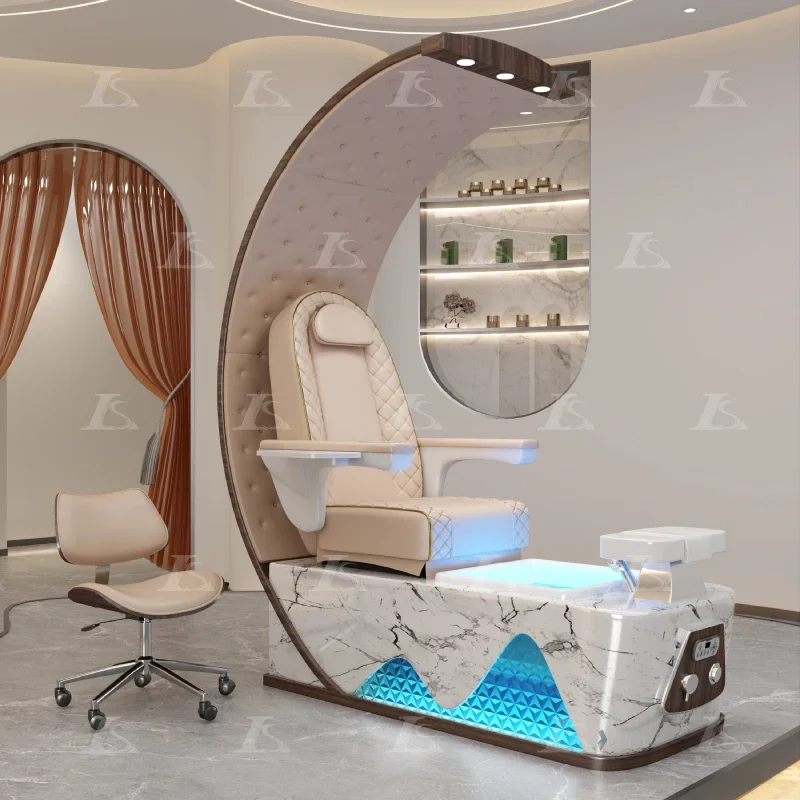 Pedicure Chair,Luxury Modern Nail Salon Furniture Human Touch Massage High Back Foot Care Salon Foot Spa Manicure Pedicure Chair