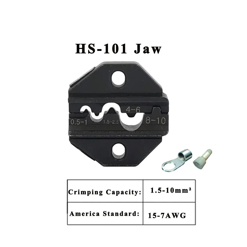 Alicatadores de crimpagem Mandíbula para vários tipos, Alicatadores para 230mm, Terminal Não Isolado, HS-03BC, HS-103, HS-101, HS-2546B, ferramentas