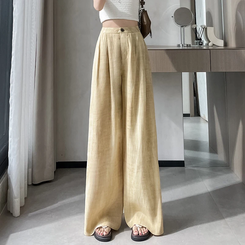 Casual Wide-leg Pants Women's 2025 Spring Thin High-waisted Drooping Straight-leg Pants Mopping Lazy Gray Pants korean style