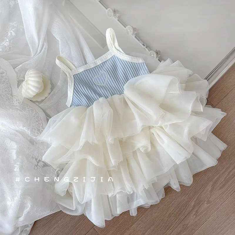 

2T 3T Newborn baby Toddler Summer New girl Fashionable Cake Skirt Princess Skirt Girls cClothing Suspender Dress Fluffy