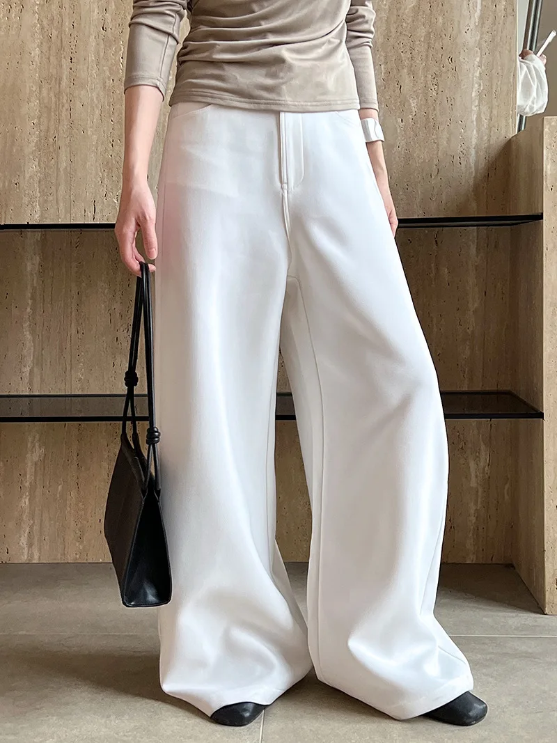

CALYMIX 2015 Spring Women's Straight Leg Wide Leg Suit Pants Draping High Waisted Slimming