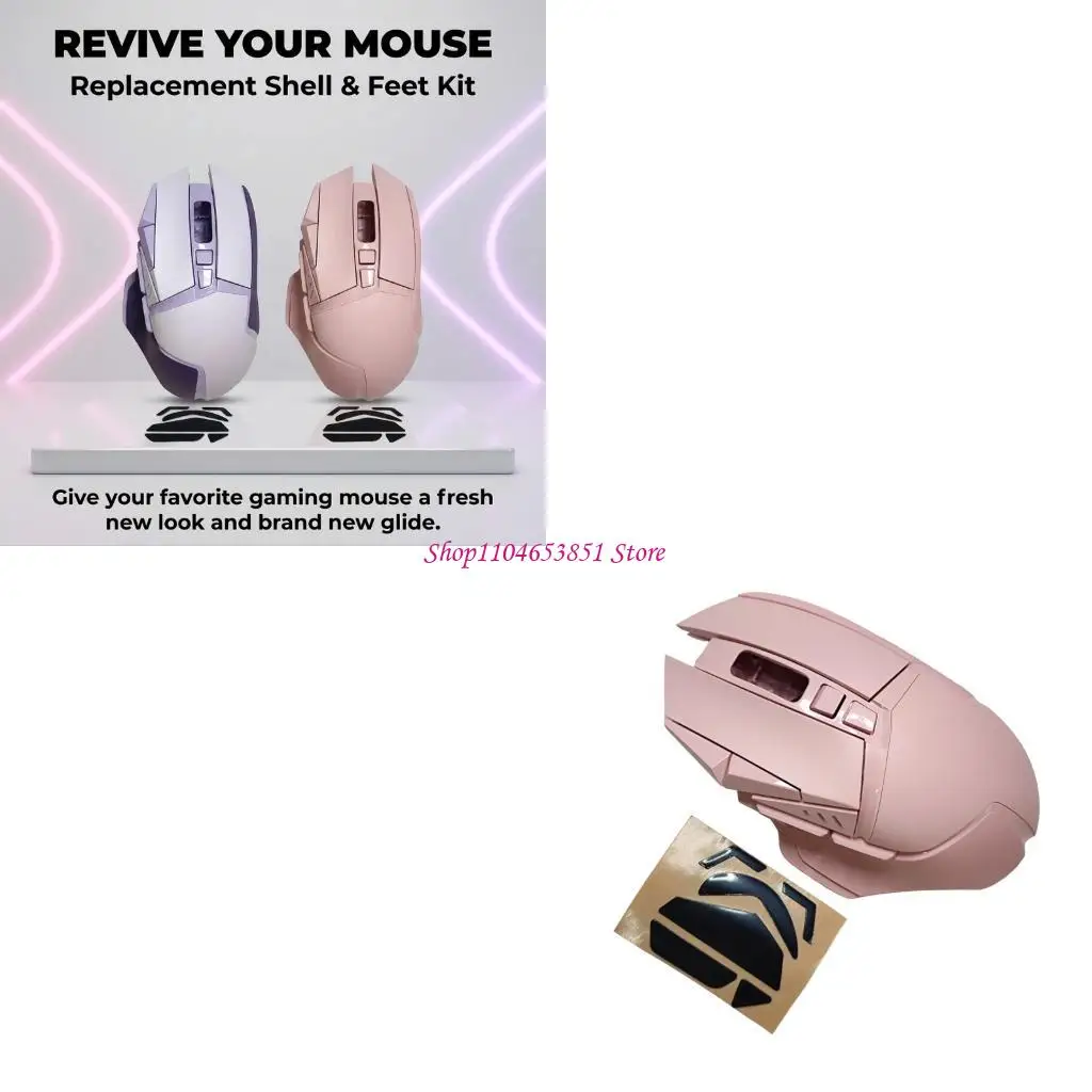 Replacement Mouse Shell for G502 Mouse, ABS Ergonomic Housing with Adhesive Mouse Feet and Grip Texture Set