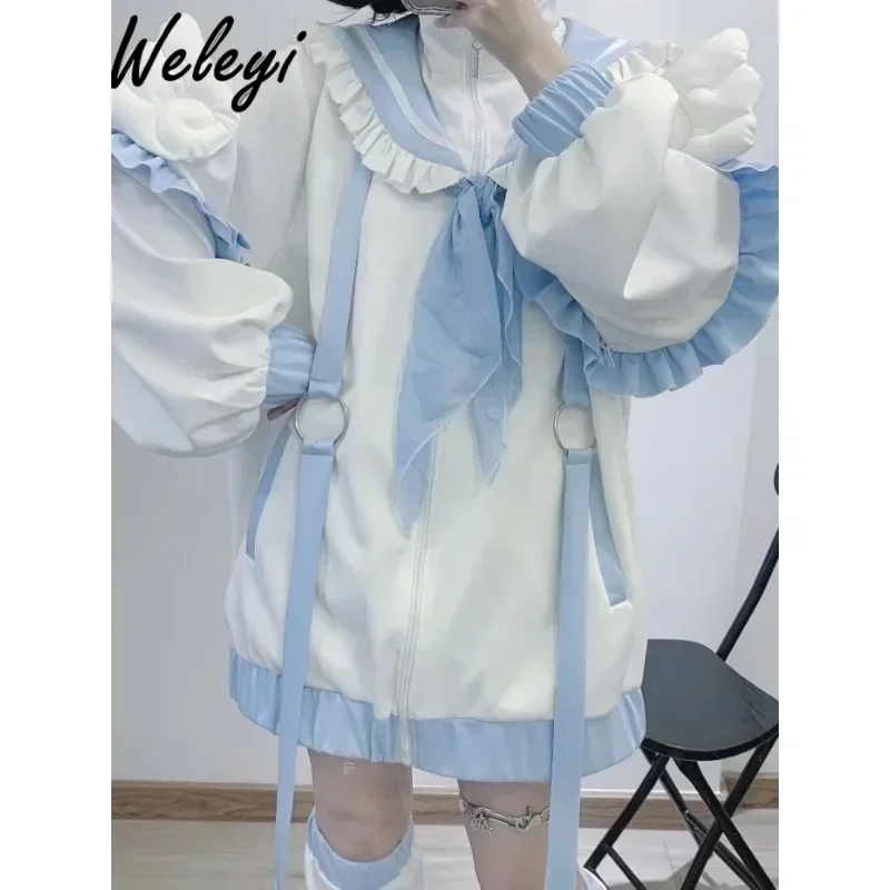 Jirai Kei Kawaii Y2K Coats Sweet Women\'s 2024 Spring and Autumn Cute Subculture Wings Mine Mass Produced Water Color Sportswear