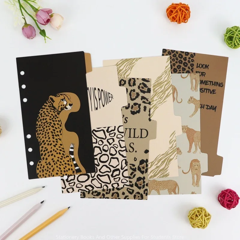 

A6 Leopard Print Index Binder Inner Core Divider Batch 6-hole Hand Ledger Divider Manage Work Index Page