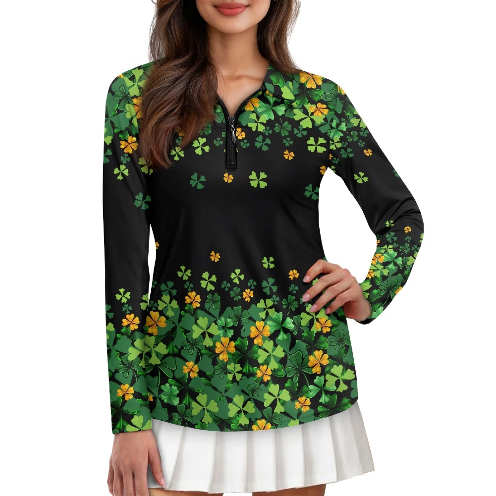 PENSTROLL Shamrock Field Womens Lightweight Athletic Tops Slim Fit Tennis Polo Tops for Vacation