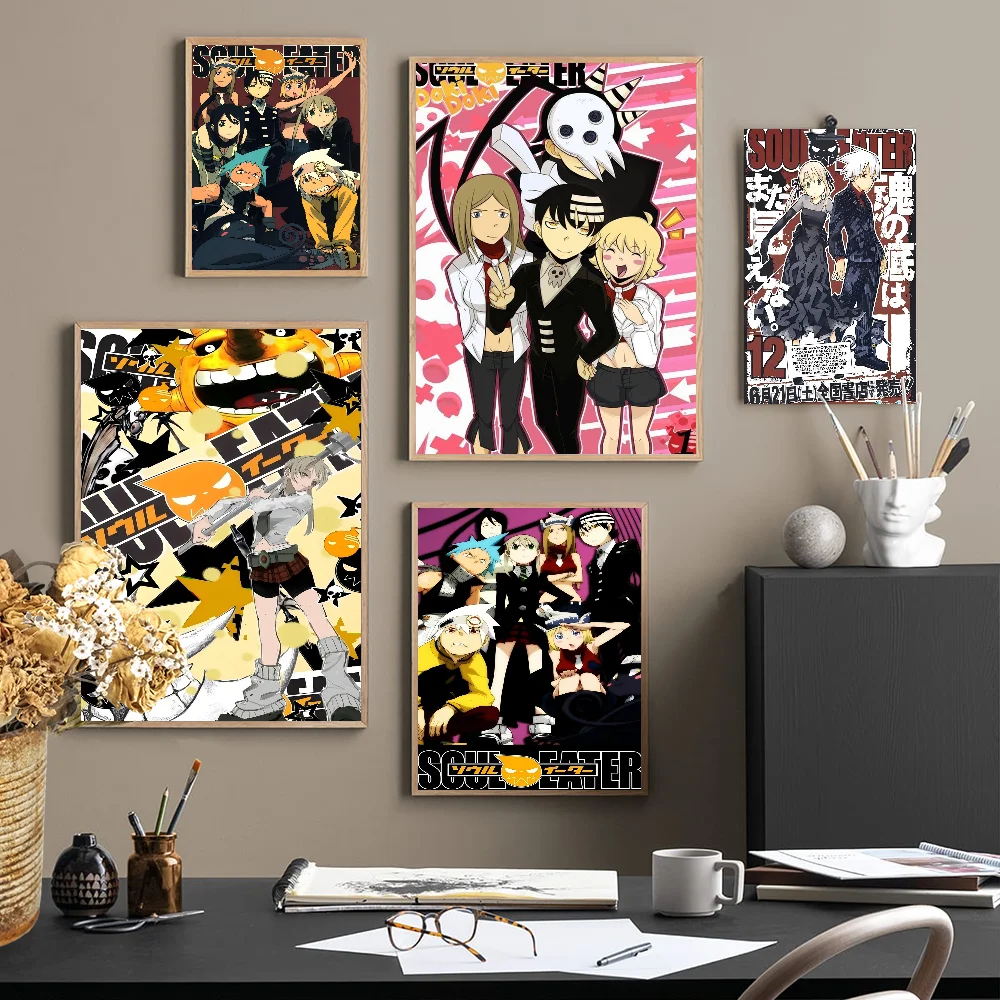 Soul Eater Anime Posters Sticky Decoracion Painting Wall Art White Kraft Paper Wall Decor