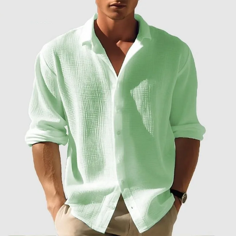 

2025 Men's Solid Color Long Sleeve Autumn Single-breasted Fashion Casual Shirt