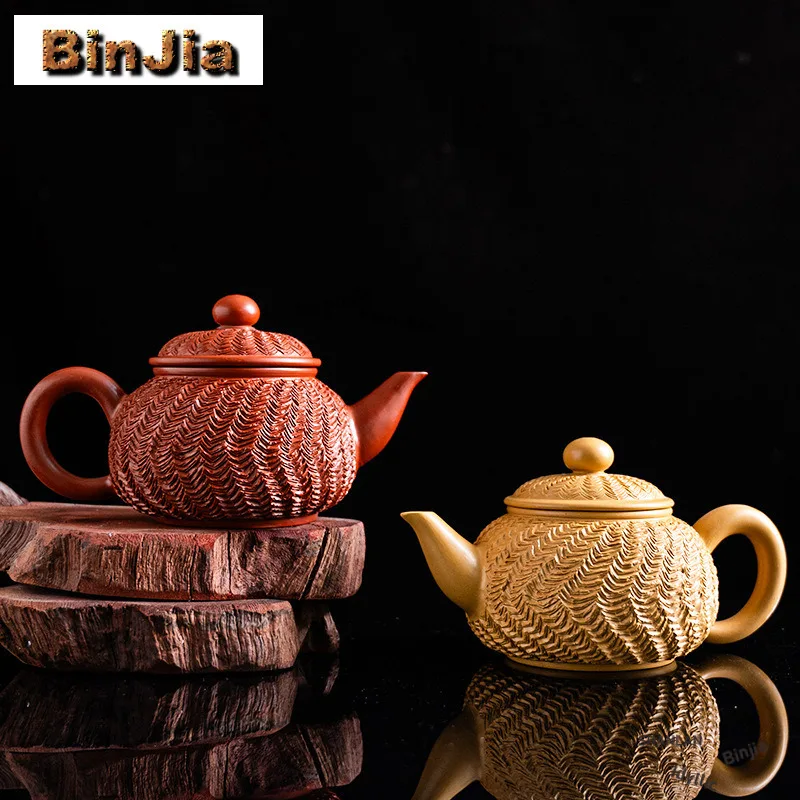 200ml Master Hand-carved Purple Clay Teapot Handmade Tea Infuser Ice Smoke Pot Tea Soaking Kettle With Strainer Teaset Ornaments