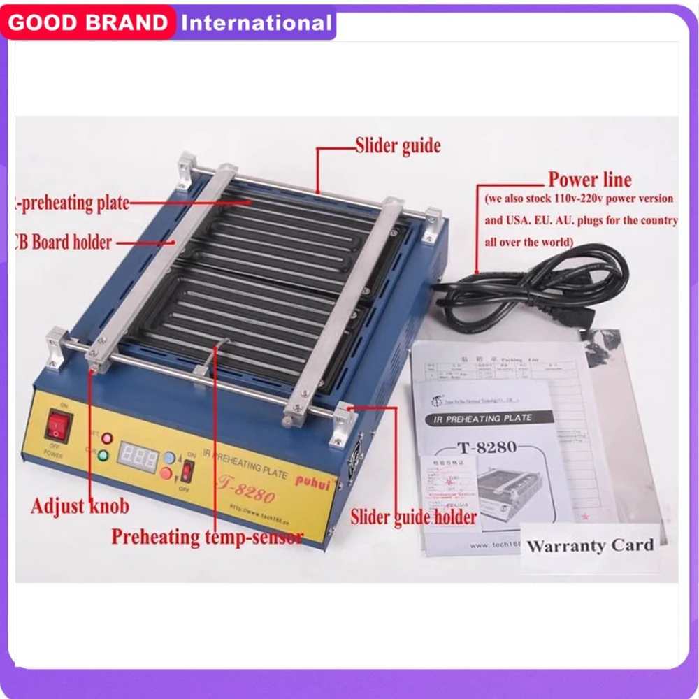 220V or 110V Puhui T8280 PCB Preheater IR Preheating Plate T-8280 IR-Preheating Oven 0-450degree Celsius Solder Repair