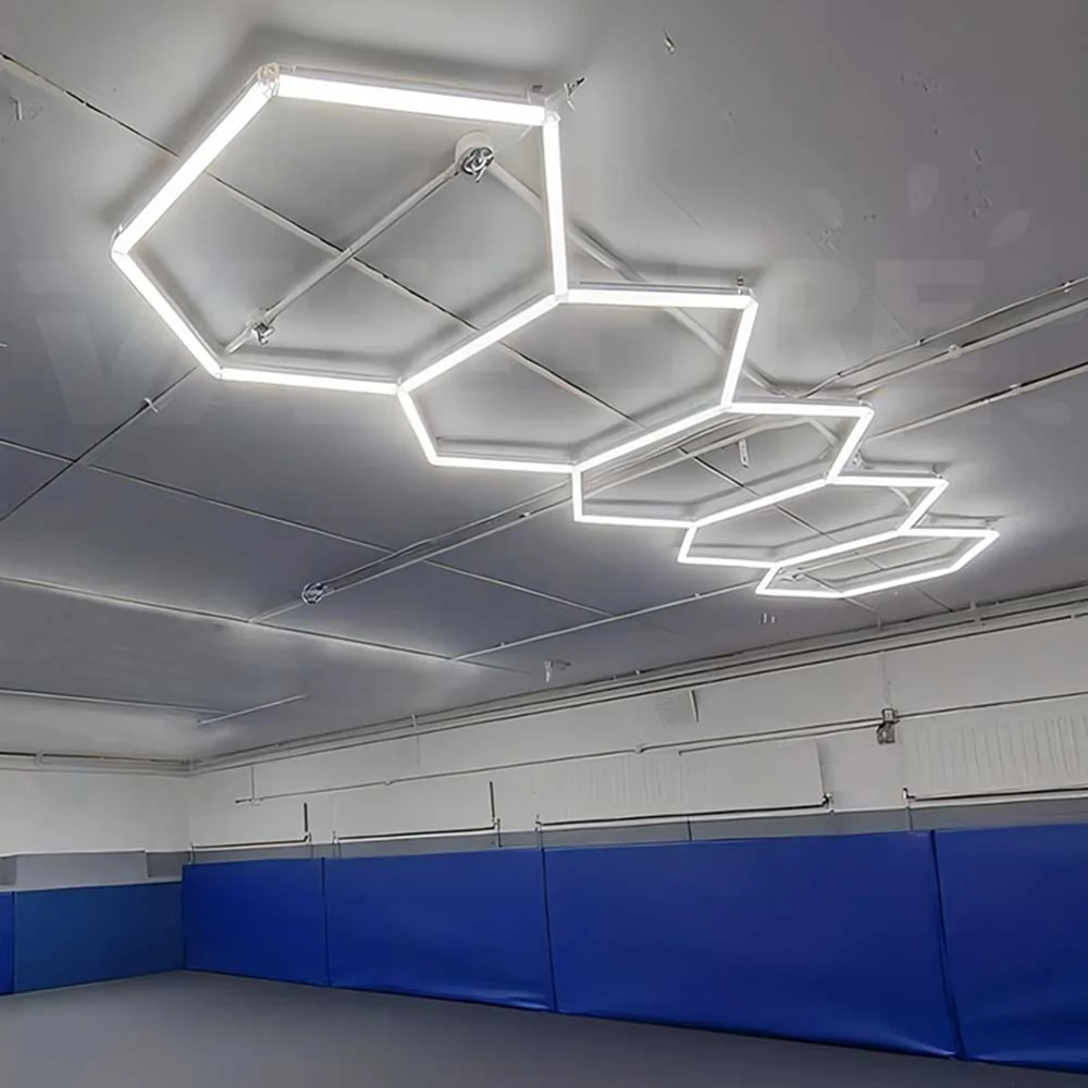 1/3/5Hole Hexagon garage lights DIY Assembly car ceilinglights Super Bright hexagon led for Car Dealerships Workshops garage Gym