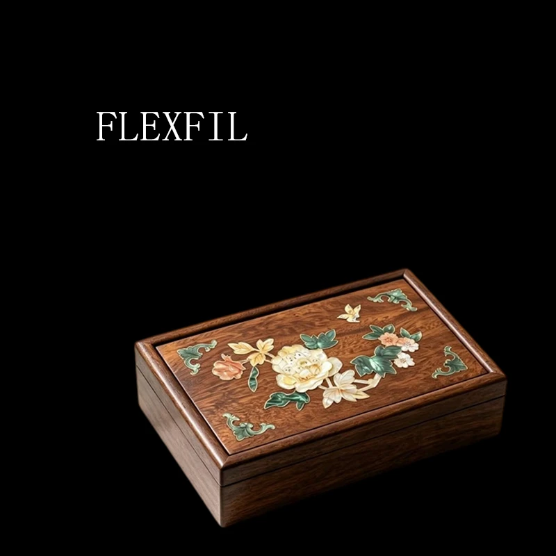 FLEXFIL jewelry storage box Vintage for women Shell Handmade Intangible Cultural Heritage pine solid wood Accessories gift box