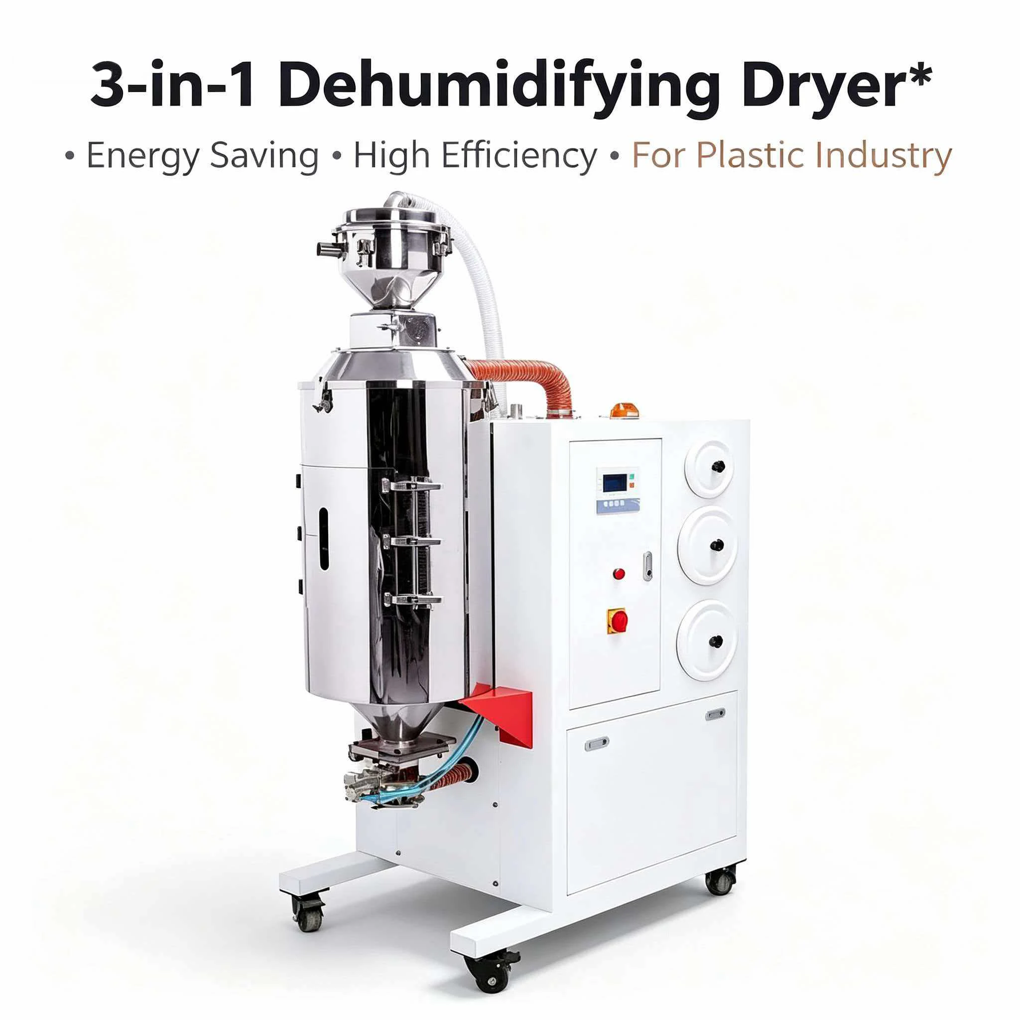 AIROW 3-in-1 Compact Honeycomb Dehumidifying Dryer for Plastic Granules Integrated Drying & Auto Loading Machine