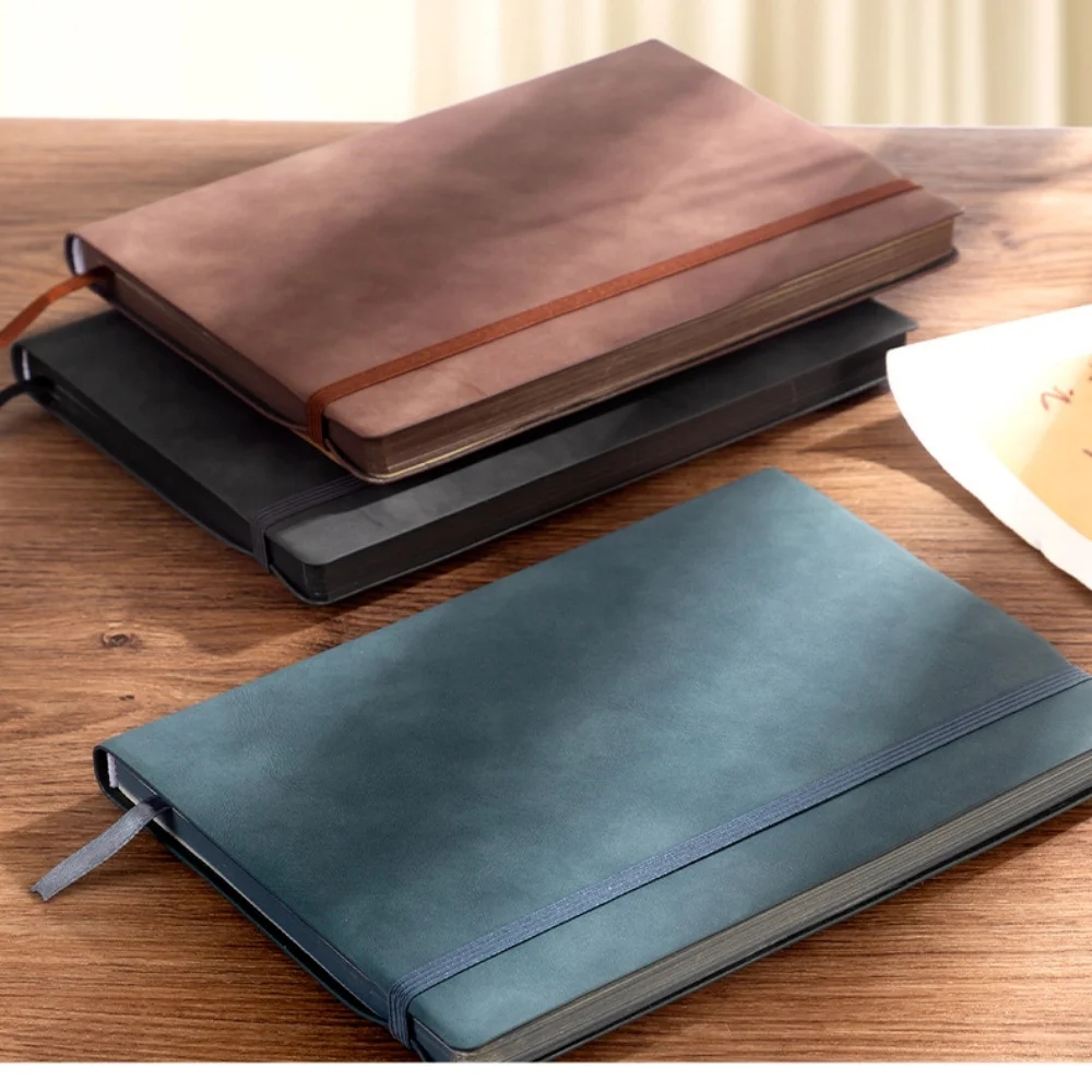 A5 Thicken Soft Leather Strap Notebook Business Office Notepad Waterproof Cover Student Diary High-Quality Paper Eye Protection
